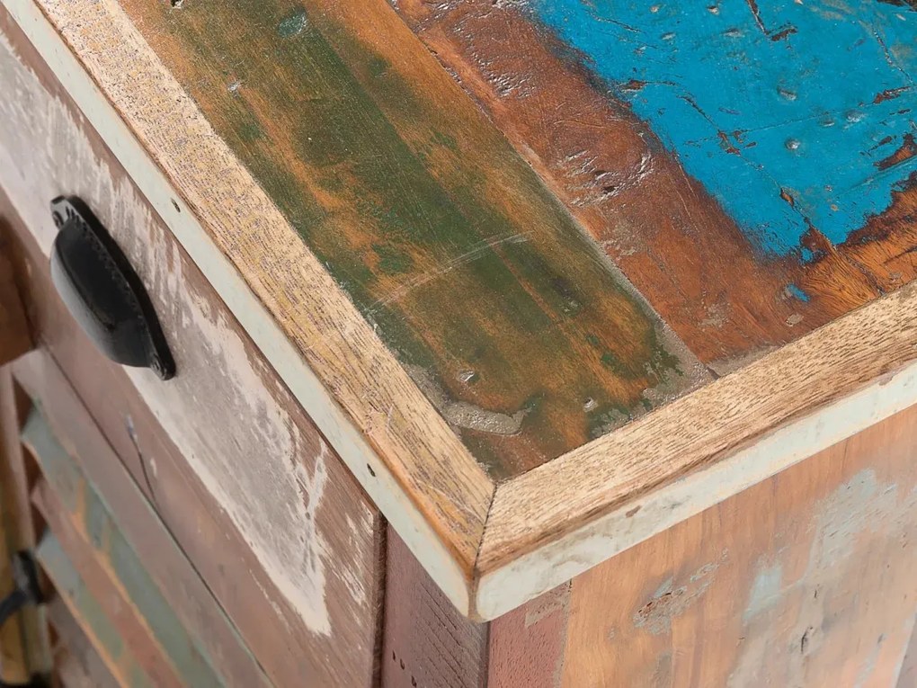 furniture-nabytek.cz - Masivní komoda Wakefield z recyklovaného dřeva, lakovaná, vícebarevná – 182×45×90 cm
