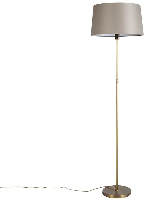 Stojaca lampa bronzová s tienidlom z ľanového plátna taupe 45 cm nastaviteľná - Parte