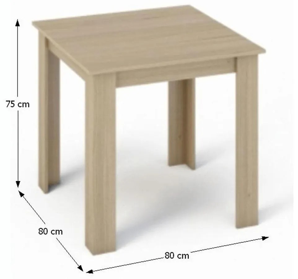 Tempo Kondela Jedálenský stôl, dub sonoma, 80x80 cm, KRAZ