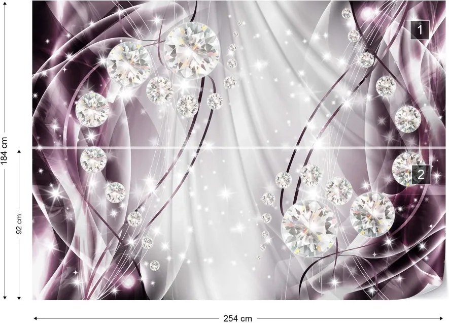 GLIX Fototapeta - Luxury Ornamental Design Diamonds Purple Vliesová tapeta  - 254x184 cm