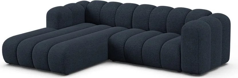 Tmavomodrá ženilková rohová pohovka (ľavý roh/s leňoškou) Lupine – Micadoni