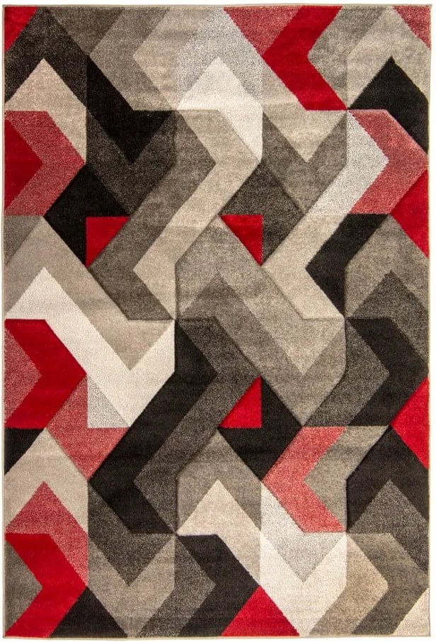 Koberec Flair Rugs Aurora Grey Red, 80 × 150 cm