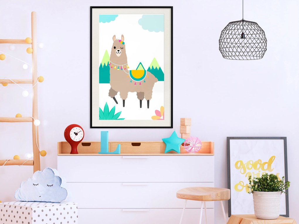 Artgeist Plagát - Unusual Lama [Poster] Veľkosť: 20x30, Verzia: Čierny rám s passe-partout