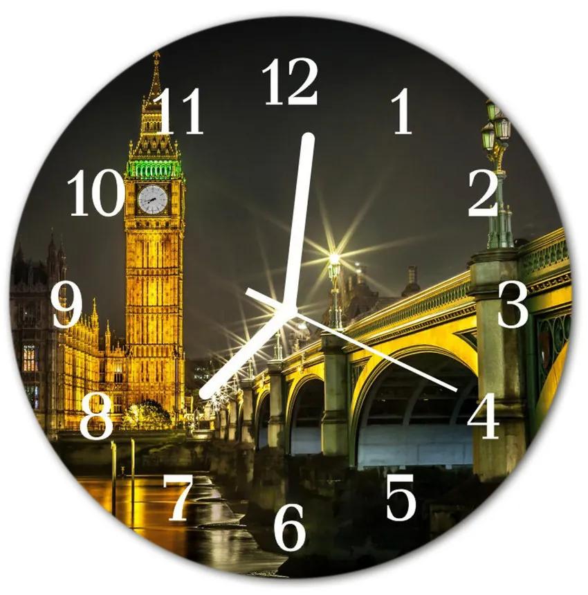 Nástenné sklenené hodiny Londýn fi 30 cm