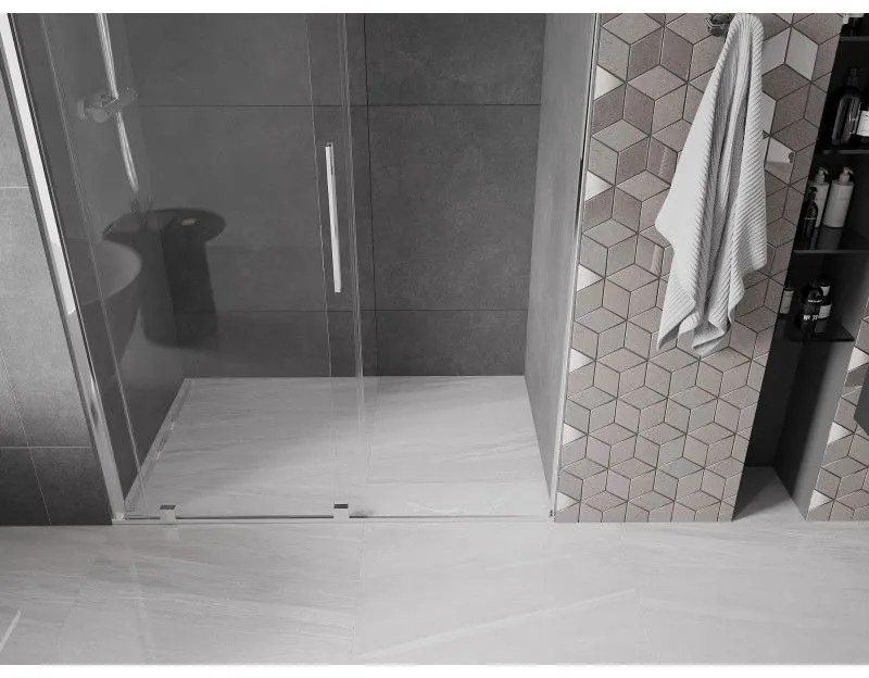 Mexen Velar, posuvné dvere do otvoru 160x200 cm, 8mm číre sklo, chrómový profil, 871-160-000-01-01