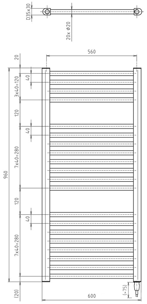 Aqualine Aqualine, DIRECT-E elektrické vykurovacie teleso, rovné, 600x960 mm, 400W, biela, ILE96T