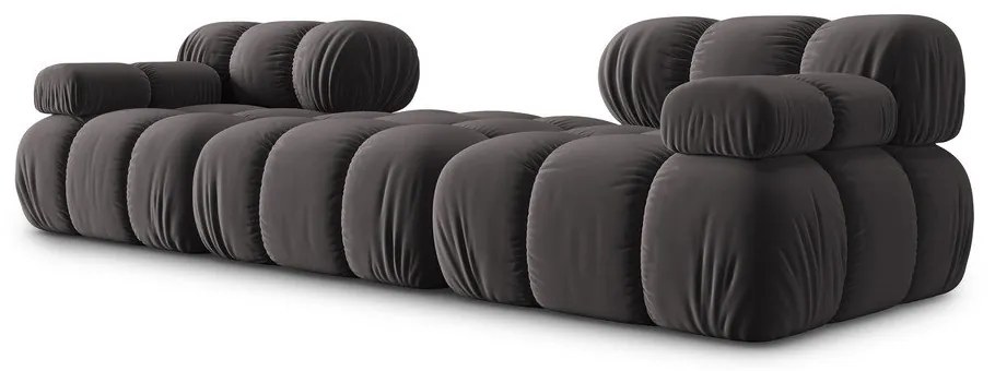 Tmavosivá zamatová rohová pohovka Bellis – Micadoni Home