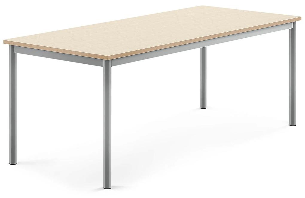 Stôl BORÅS, 1600x700x600 mm, laminát - breza, strieborná