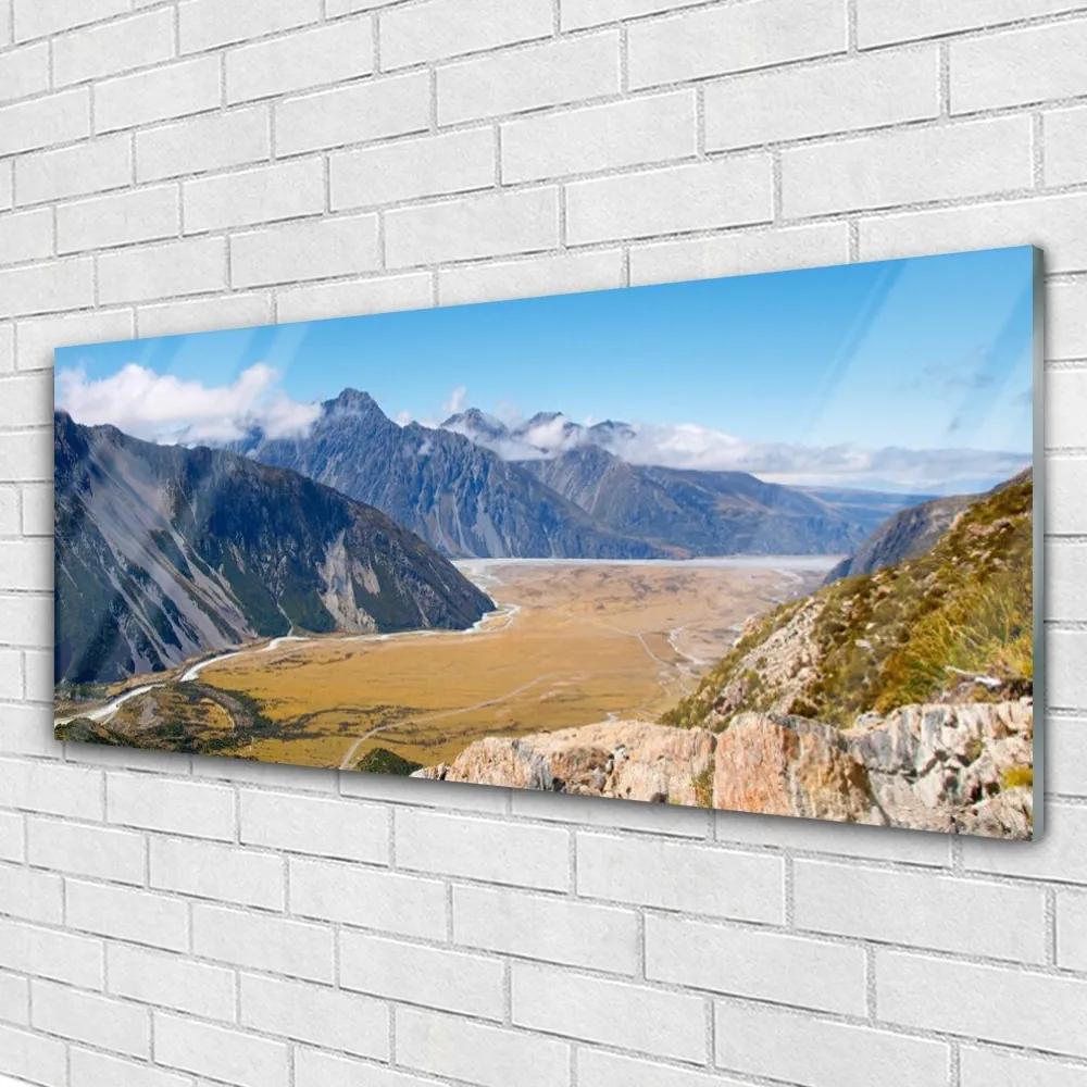 Obraz na akrylátovom skle Hory údolie príroda 125x50 cm