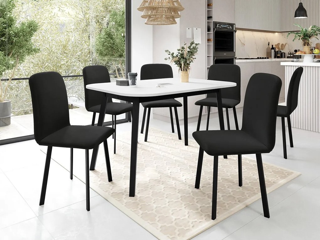 Jedálensky set so 6 stoličkami Grazpen S 130x80, Farby:: Amor Velvet 4321, Farby:: sivý mramor / čierna