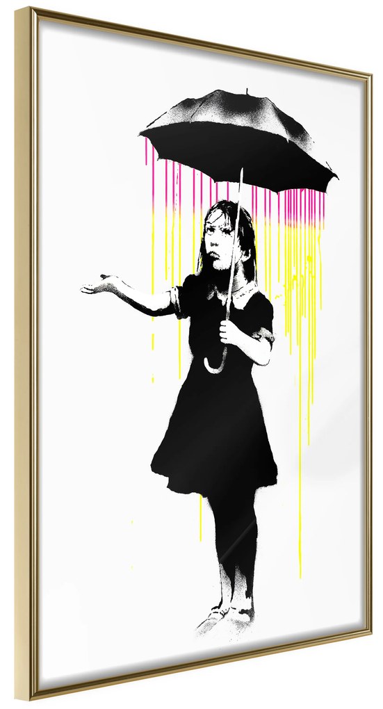 Artgeist Plagát - Girl with Umbrella [Poster] Veľkosť: 40x60, Verzia: Zlatý rám