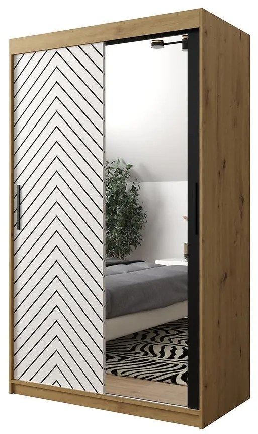 Skriňa Jodełka 2 120 dub Artisan/biely/čierna