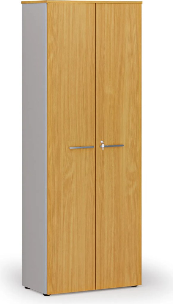 Kancelárska skriňa s dverami PRIMO GRAY, 800 x 420 x 2128 mm, sivá/buk