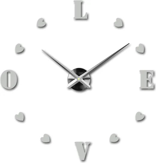 SENTOP | Moderné nalepovacie nástenné hodiny láska | SENTOP 12S011-Wanduhr HEU- analógové