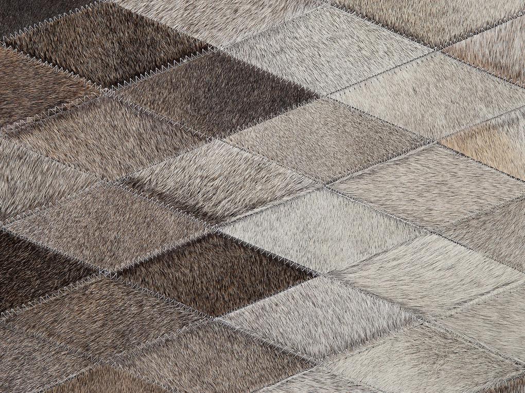 Kožený koberec 160 x 230 cm béžová/sivá MALDAN Beliani