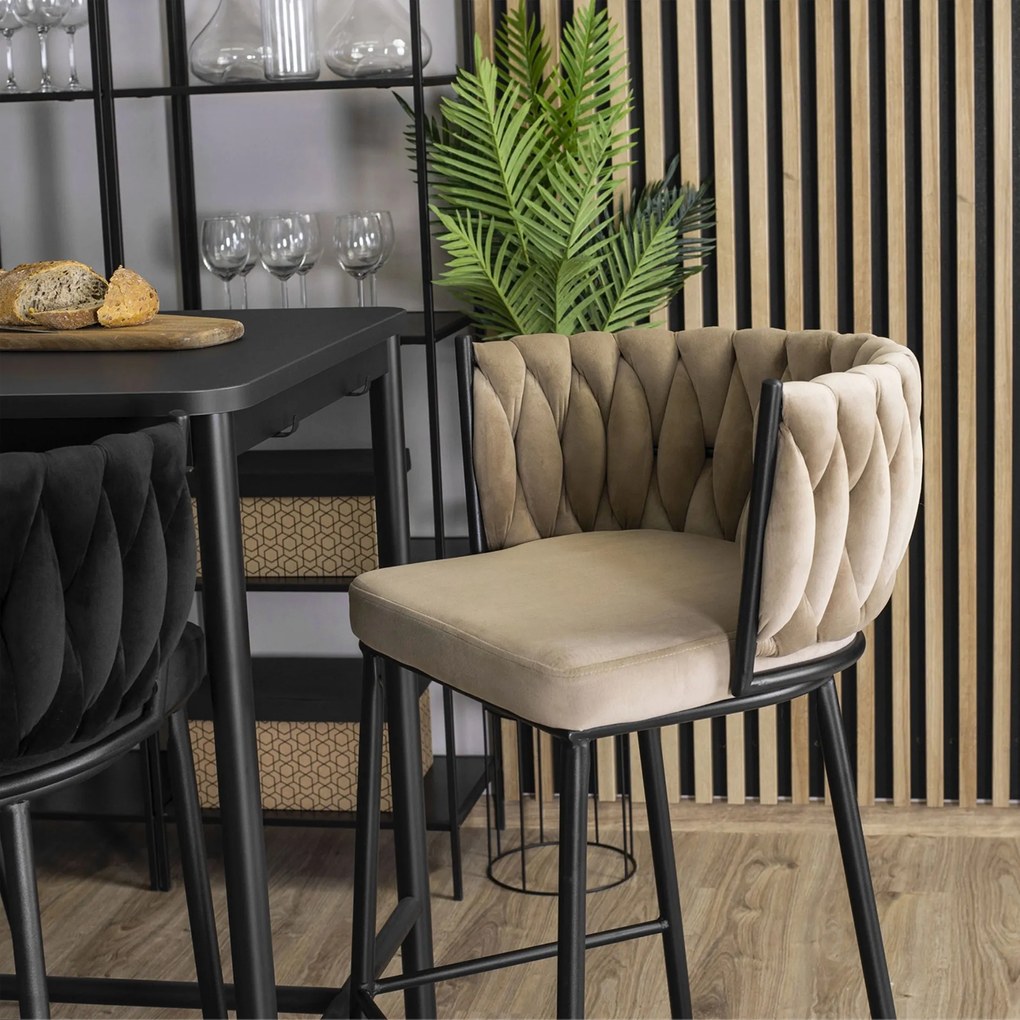 PROXIMA.store - Luxusná barová stolička FLORES FARBA: čierna, FARBA NÔH: čierna
