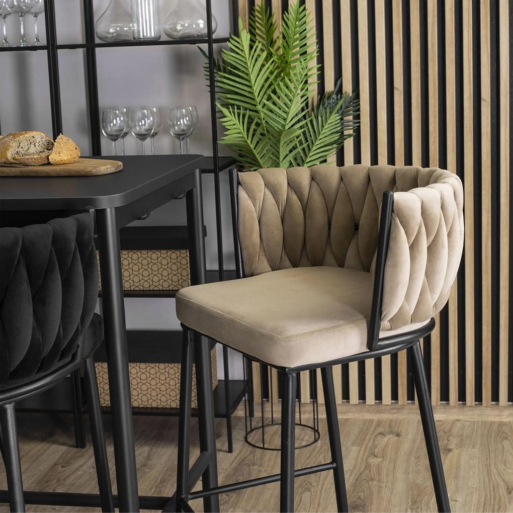 PROXIMA.store - Luxusná barová stolička FLORES FARBA: sivá, FARBA NÔH: čierna