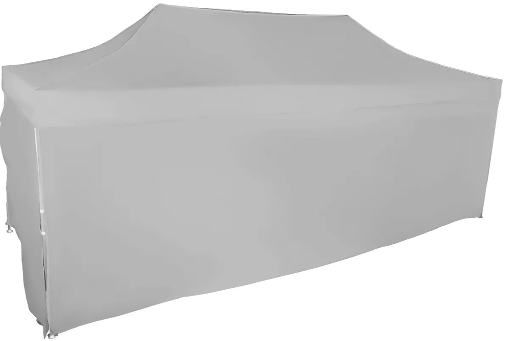 Rýchlorozkladací nožnicový stan 3x6m – hliníkový, 4 bočné plachty, Sivá / antracitová