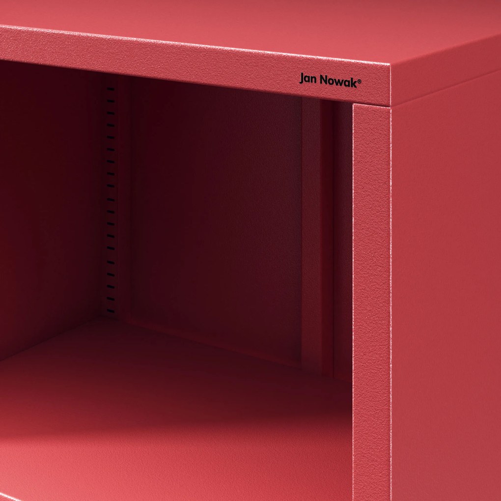 Regál plytký otvorený na knihy na nožičkách červený, 500x1800x350 mm: MARIO Modern