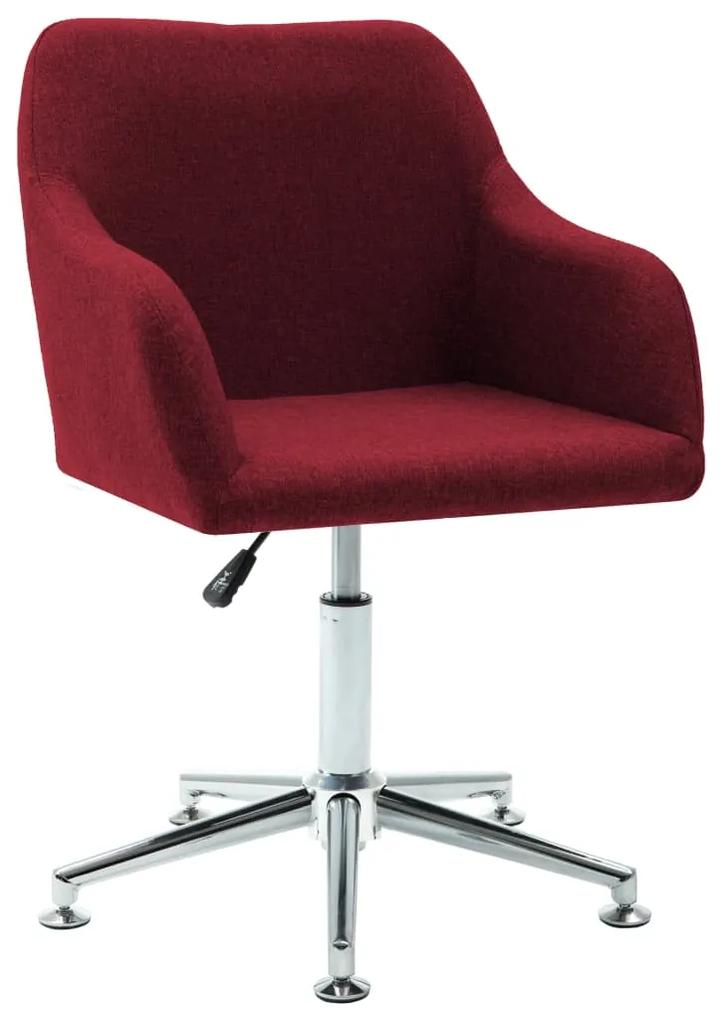 vidaXL Otočná kancelárska stolička vínovo-červená látková