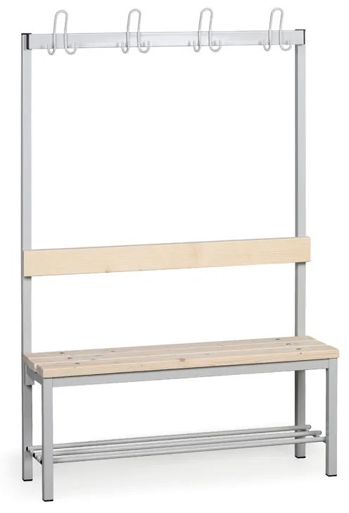 Šatníková lavica s vešiakom a botníkom, sedák - laty, dĺžka 1000 mm, sivá