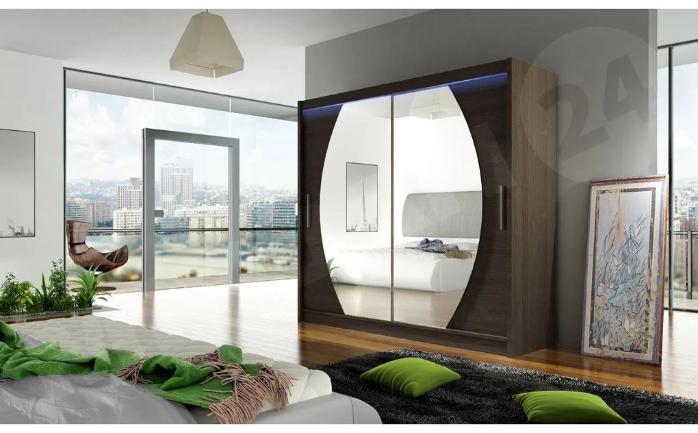 Skriňa London IV, Farby: kašmír, Osvetlenie: osvetlenie LED RGB - farebné