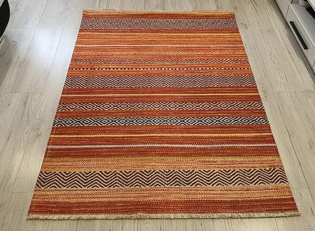 Moderný viacfarebný koberec Banco 1049 – oranžový dizajn Rozmer: 155x230 cm
