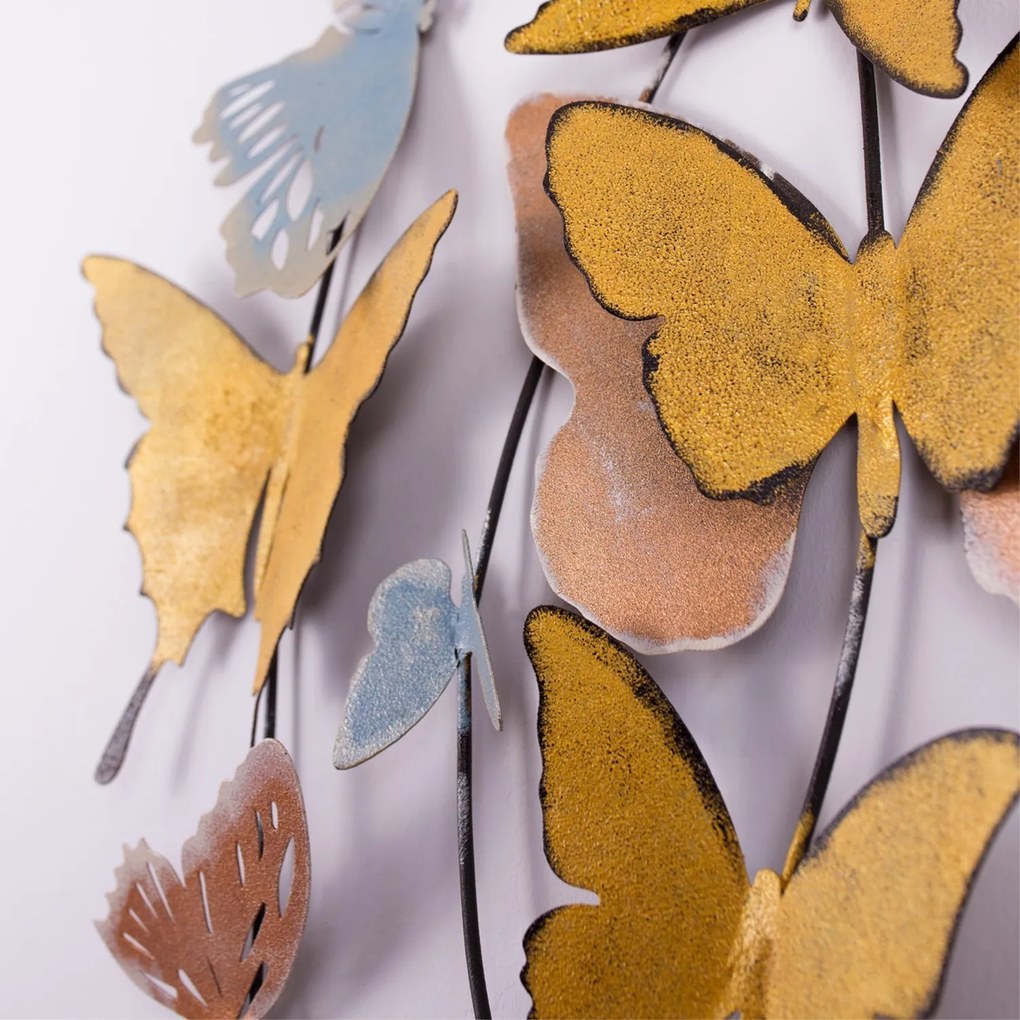 Nástěnná kovová dekorace Butterflies vícebarevná