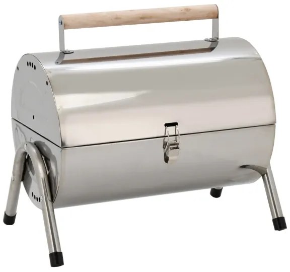 Prenosný gril na drevené uhlie lesklý chróm