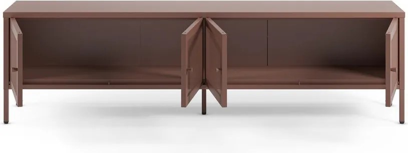 Vínovočervený kovový TV stolík 160x50x35 cm Fayna – Marckeric