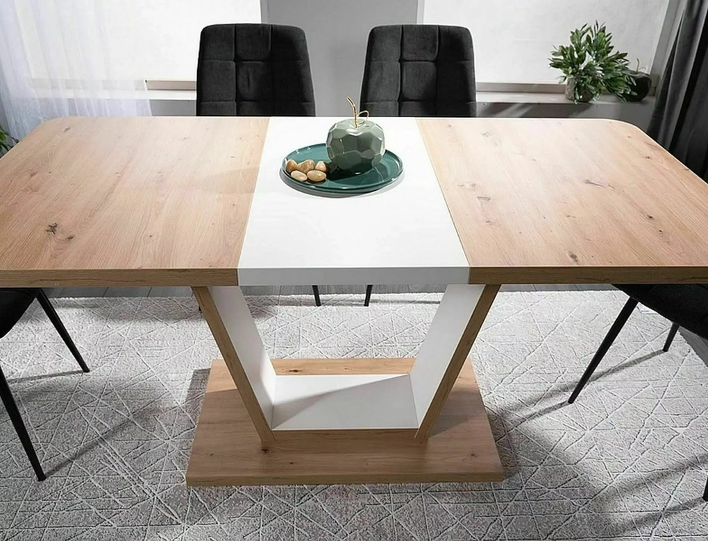 Jedálenský rozťahovací stôl 120/160 cm Nigel biely/dub artisan