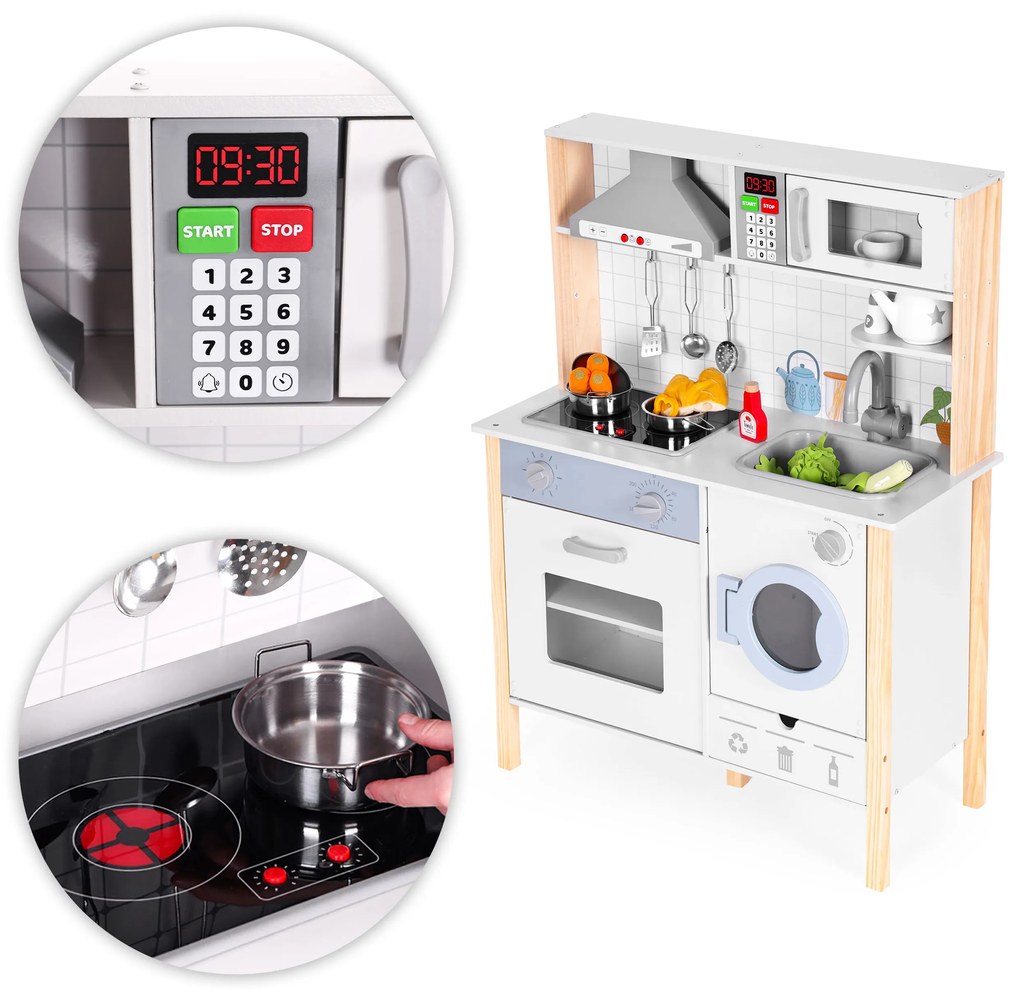 Detská drevená kuchynka ECOTOYS s LED a zvukmi