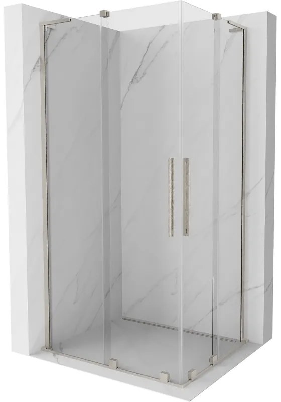 Mexen Velar L Duo, sprchový kút s posuvnými dverami 90 x 80 cm, 8mm číre sklo, brúsená oceľ, 871-090-080-02-03-97