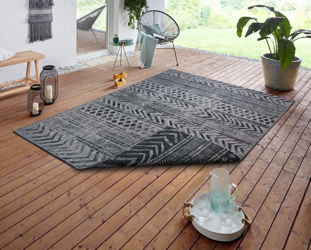 NORTHRUGS - Hanse Home koberce Kusový koberec Twin Supreme 105417 Biri Night Silver – na von aj na doma - 80x150 cm