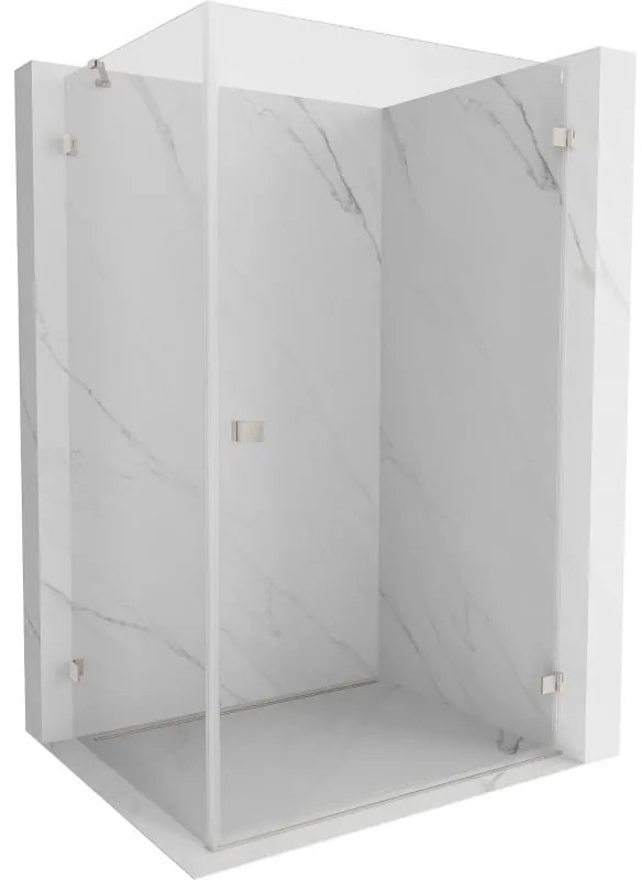 Mexen Lunar-B pravostranný výklopný sprchový kút 85 x 70 cm, číre sklo, brúsená oceľ, 832-085-070-97-00-P