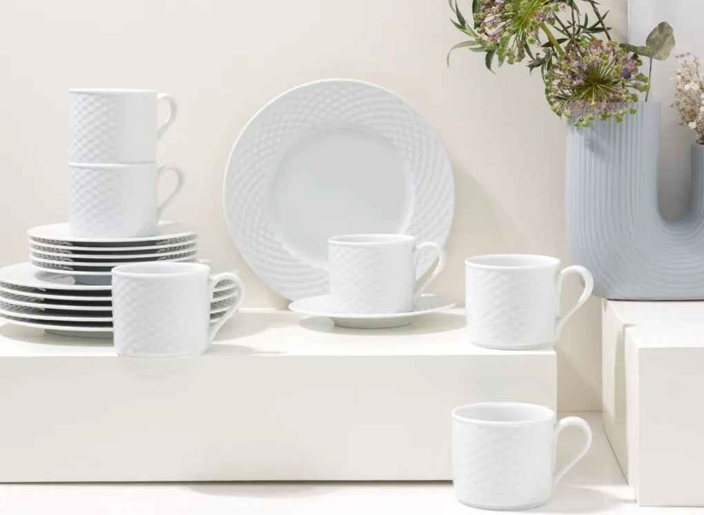 Kávový servis (18 dielov) Polo, biely