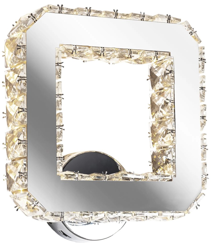 Toolight - LED krištáľové nástenné svietidlo 10W, teplé svetlo, APP415-W, chrómová, OSW-65013