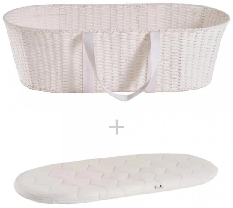 Ahojbaby Mojžišov košík pre bábätko Paper Dream white + matrac Basic