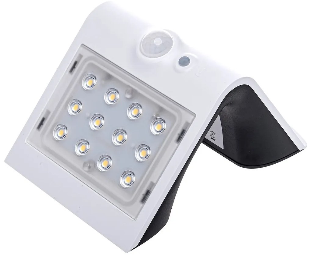 Ecolamp Exteriérové solárne nástenné LED svietidlo Butterfly, 1x LED 1,5w, biela, pohybový senzor