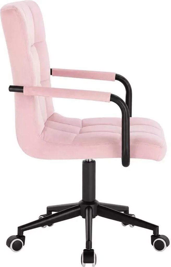 LuxuryForm DESIGN Otočná stolička VERONA BLACK VELUR na čiernej podstave s kolieskami - ružová