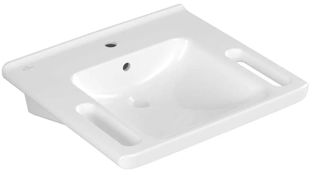VILLEROY &amp; BOCH ViCare závesné umývadlo s otvorom, s prepadom, 600 x 550 mm, biela alpská, s povrchom AntiBac a CeramicPlus, 4A6860T2