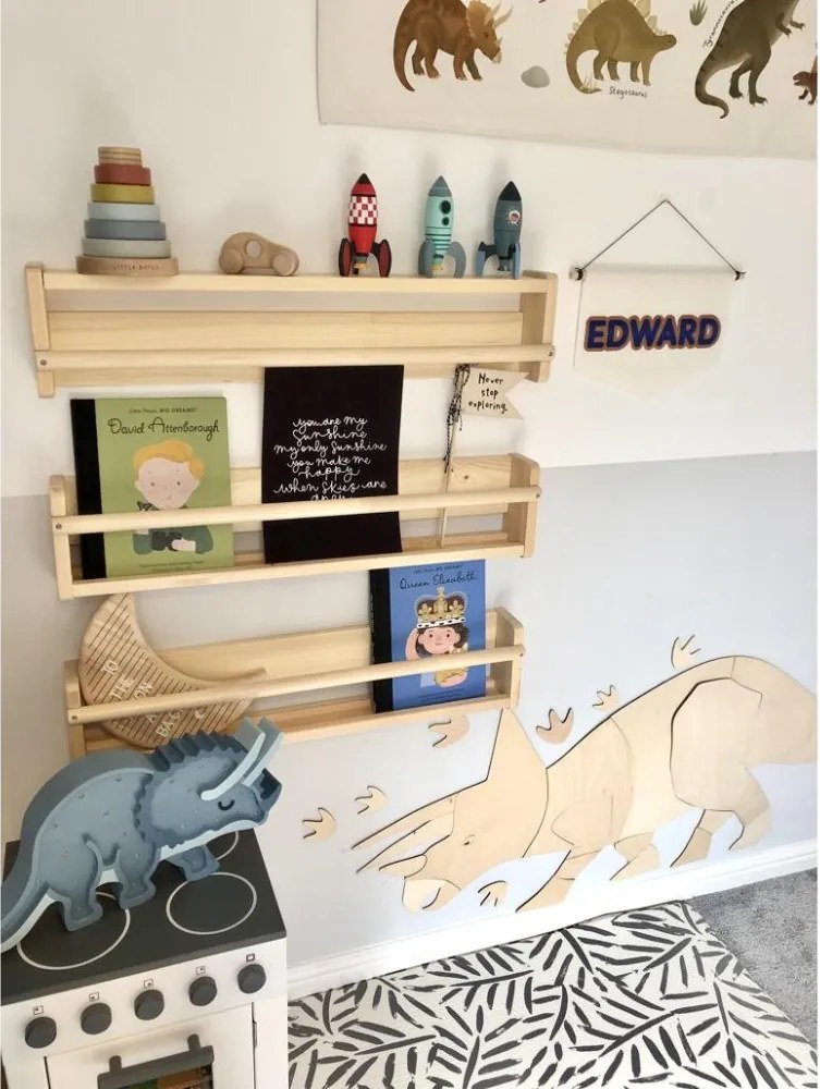 Drevená nástenná dekorácia Origami Triceratops – dinosaurus do detskej izby XL