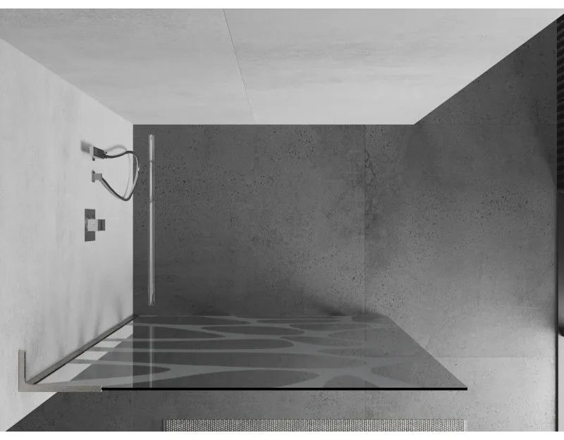 Mexen Kioto L, sprchová zástena Walk-In 110 x 200 cm, 8mm číre sklo biely vzor, brúsená oceľ profil, 800-110-103-97-97