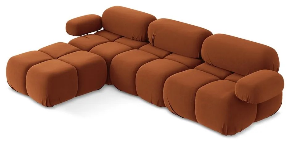 Oranžová zamatová modulárna rohová pohovka Lokua – Makamii