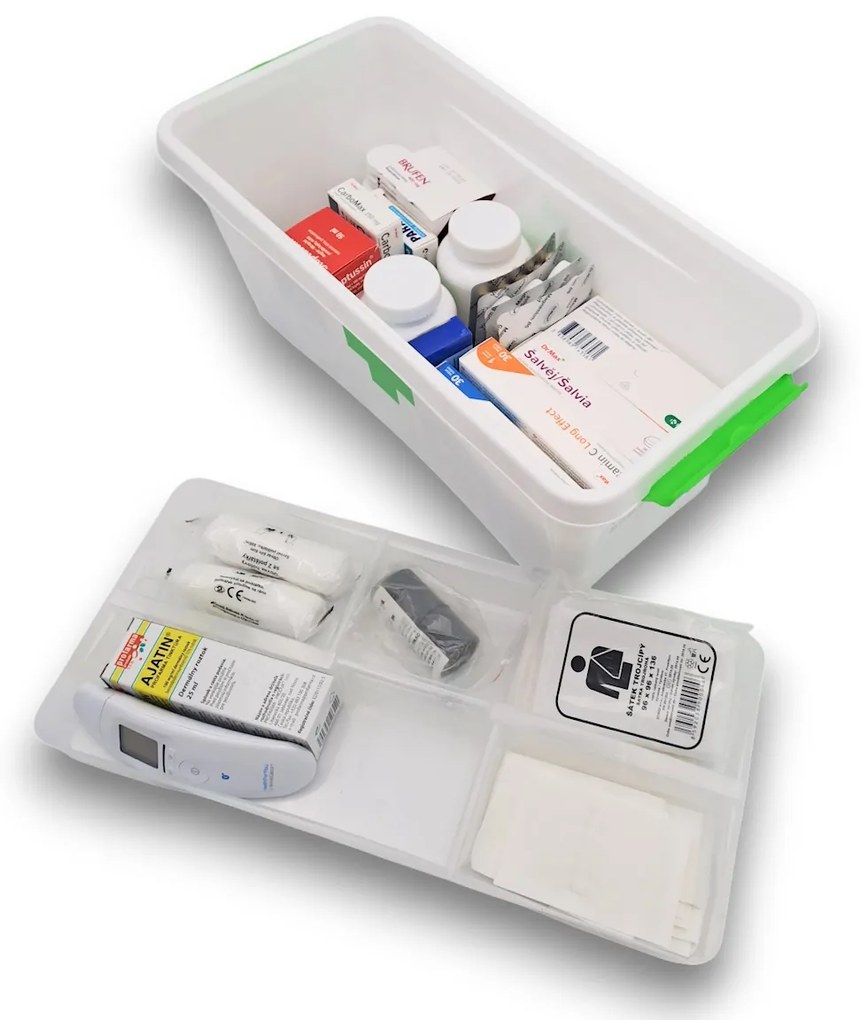 ALTOM Lekárnička, úložný box na lieky s vnoreným organizérom, 2v1, s rúčkou, antibakteriálna, 8l