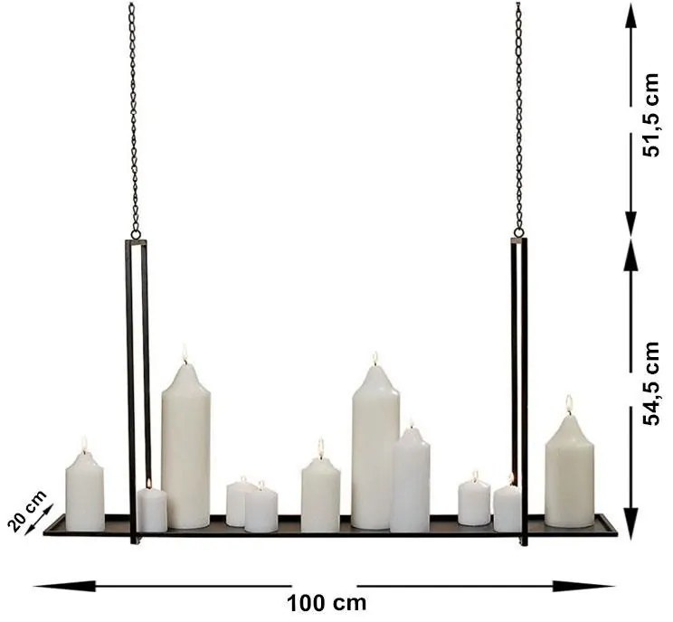 Závesná polica 54 cm čierna