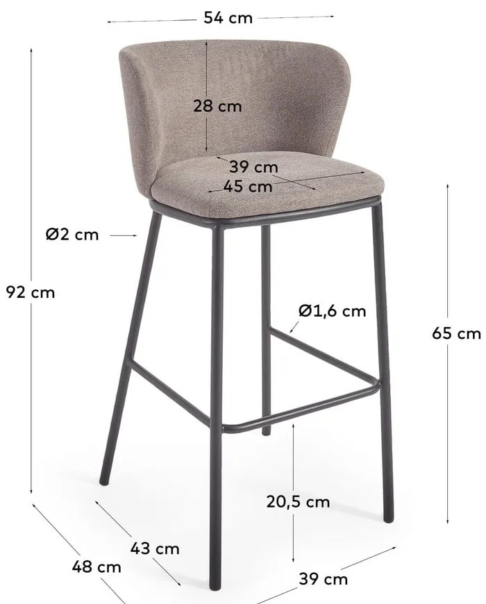 Svetlohnedá barová stolička (výška sedadla 65 cm) Ciselia – Kave Home