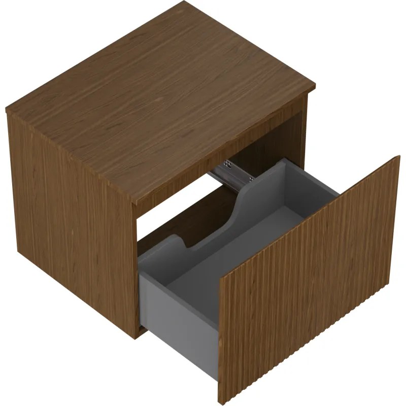 Mexen Rivel, kúpeľňová skrinka 60 cm s hornou časťou, 1 zásuvka, drážkovaná, orech, 91A20-06047-1-BFC86