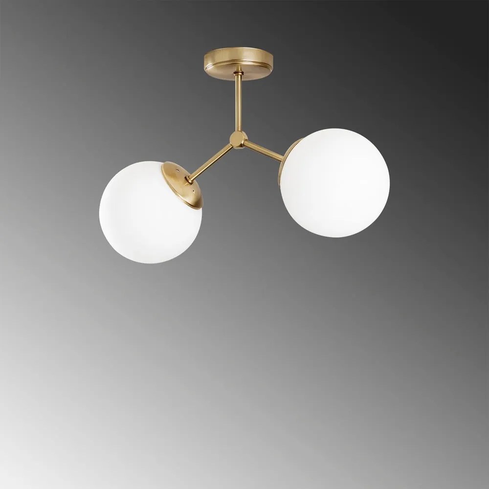 Biele/v mosadznej farbe stropné svietidlo so skleneným tienidlom 15x44 cm Damar – Opviq lights