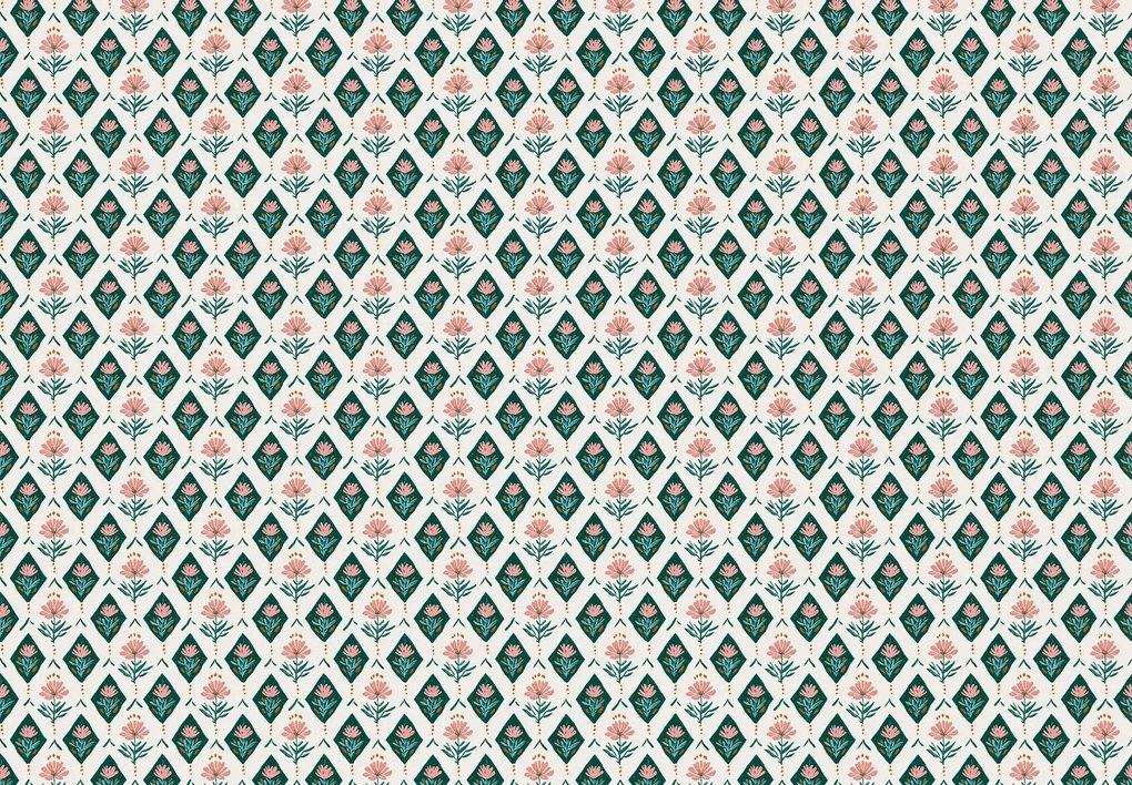 Fototapeta - Vzor s kvetmi II. (147x102 cm)